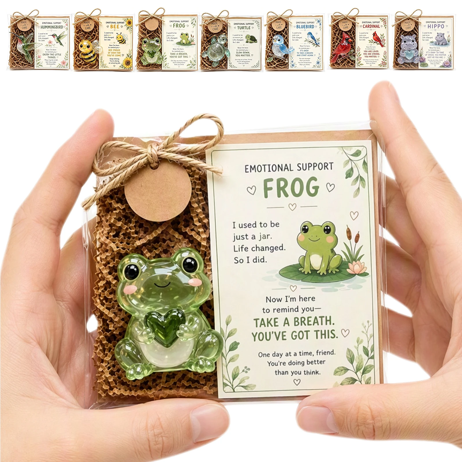 Glass Animal Figurine Gift Set Hand-Painted Emotional Support Encouragement Healing Desk Decoration