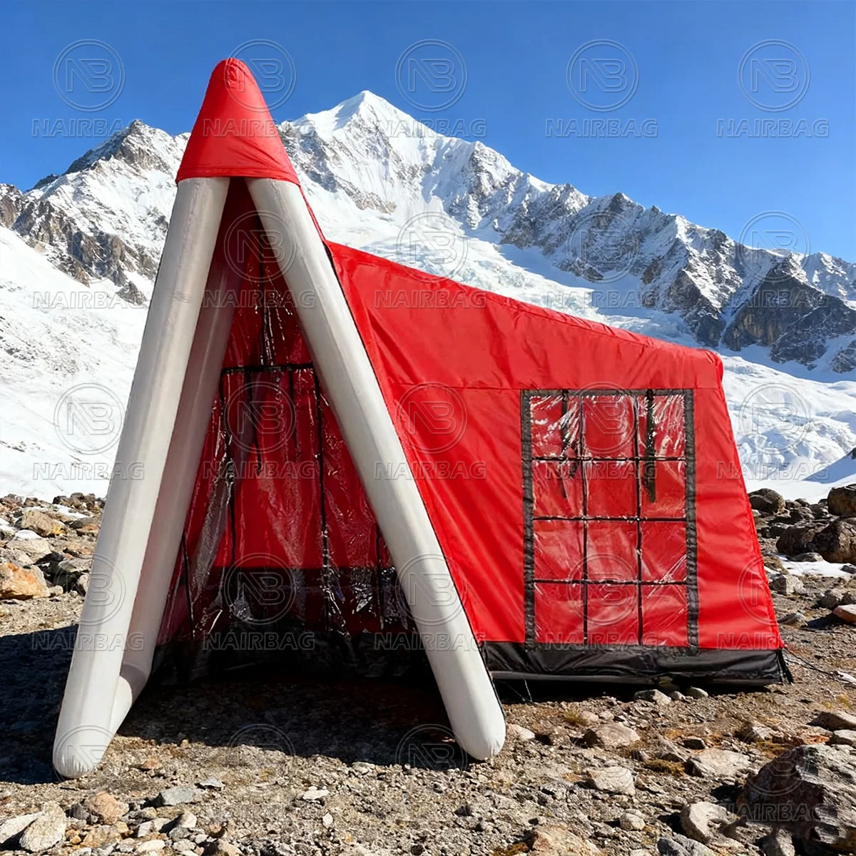 خيمة التخييم القابلة للنفخ عالية الجودة PVC 4 الموسم في الهواء الطلق مقاوم للماء المحمولة نفخ الخيام Glamping مع مضخة هواء