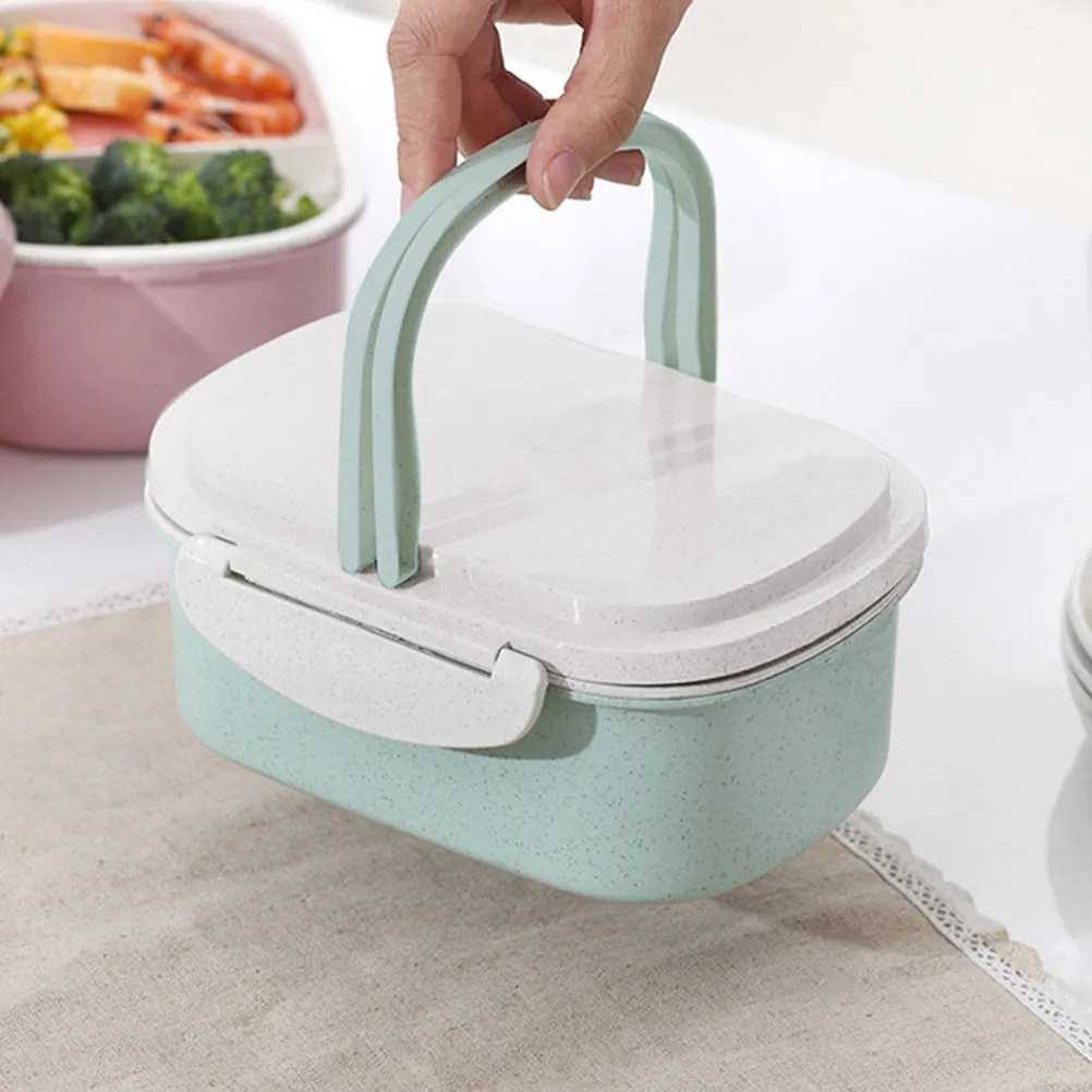 Double Layer Portable Lunch Box with Compartment Design Leakproof Tight Lock Eco Friendly Wheat Straw PP Material for School