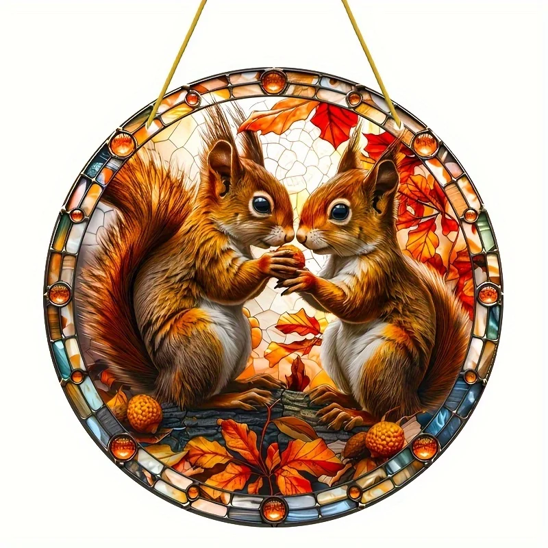 Acrylic Catcher Sign - Wall Decorative with Autumn Squirrel Theme - Multipurpose Decorations, for Home, Bedroom, Porch, Terrace