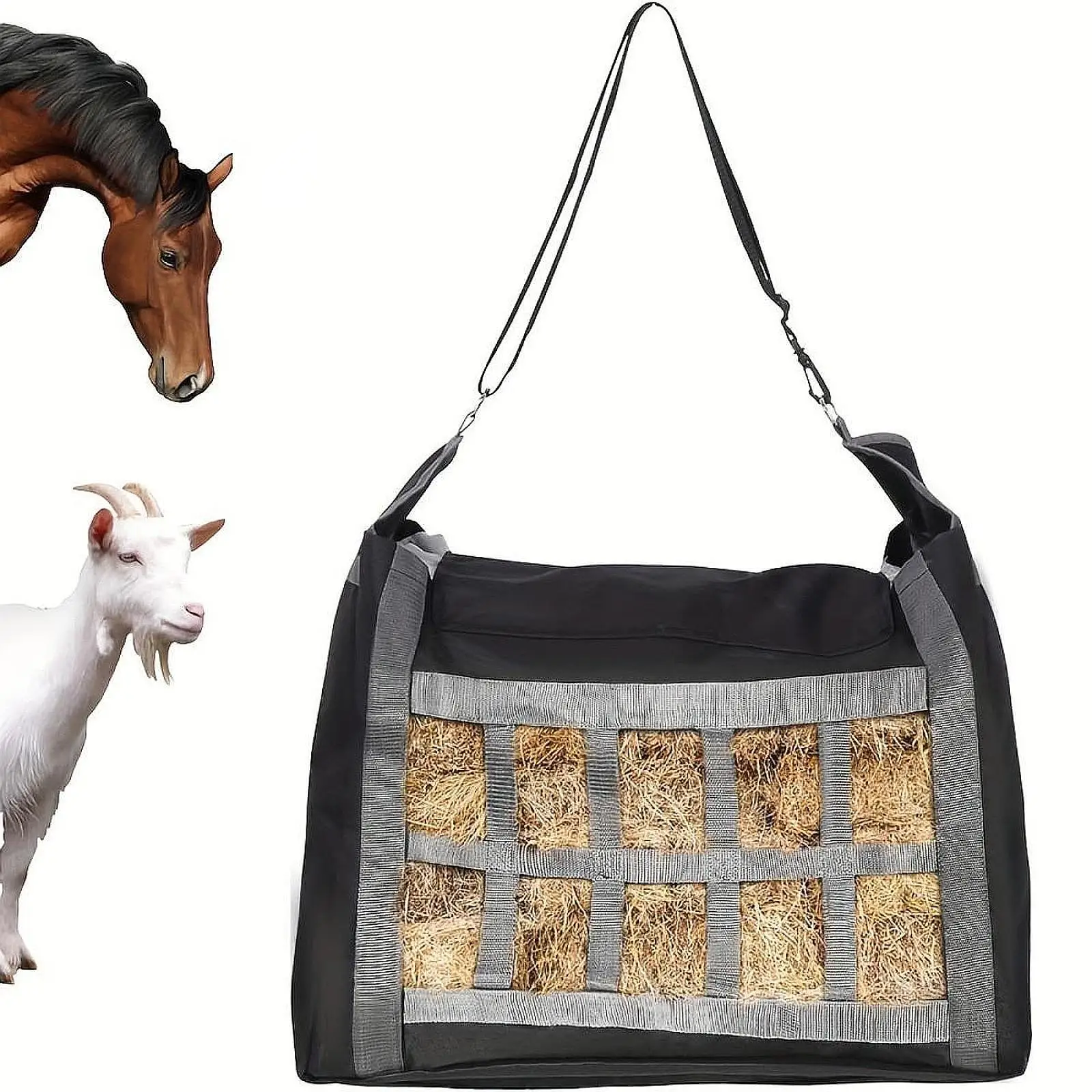 Bolsa de heno para caballos, alimentador de alimentación lenta, ovejas, animales de granja, muestran Paddock, vacas, red de heno