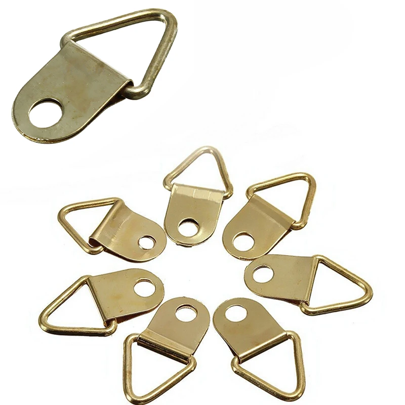 

20 Pcs/lot Picture Hangers Golden Brass Photo Picture Frame Wall Mount Hanger Hook Ring Iron