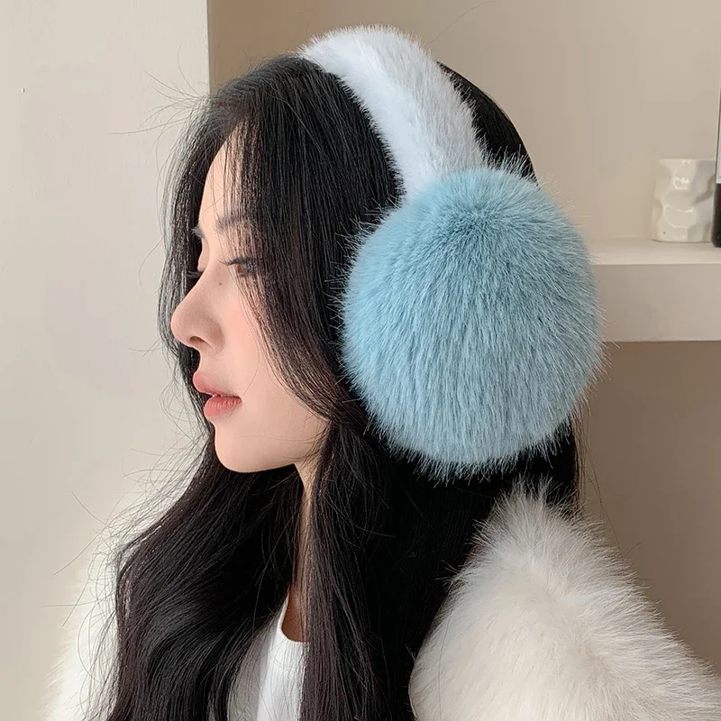 Durable Soft Plush Ear Warmer; Foldable Earmuffs for Winter; Solid Color Outdoor Cold Protection Earflap