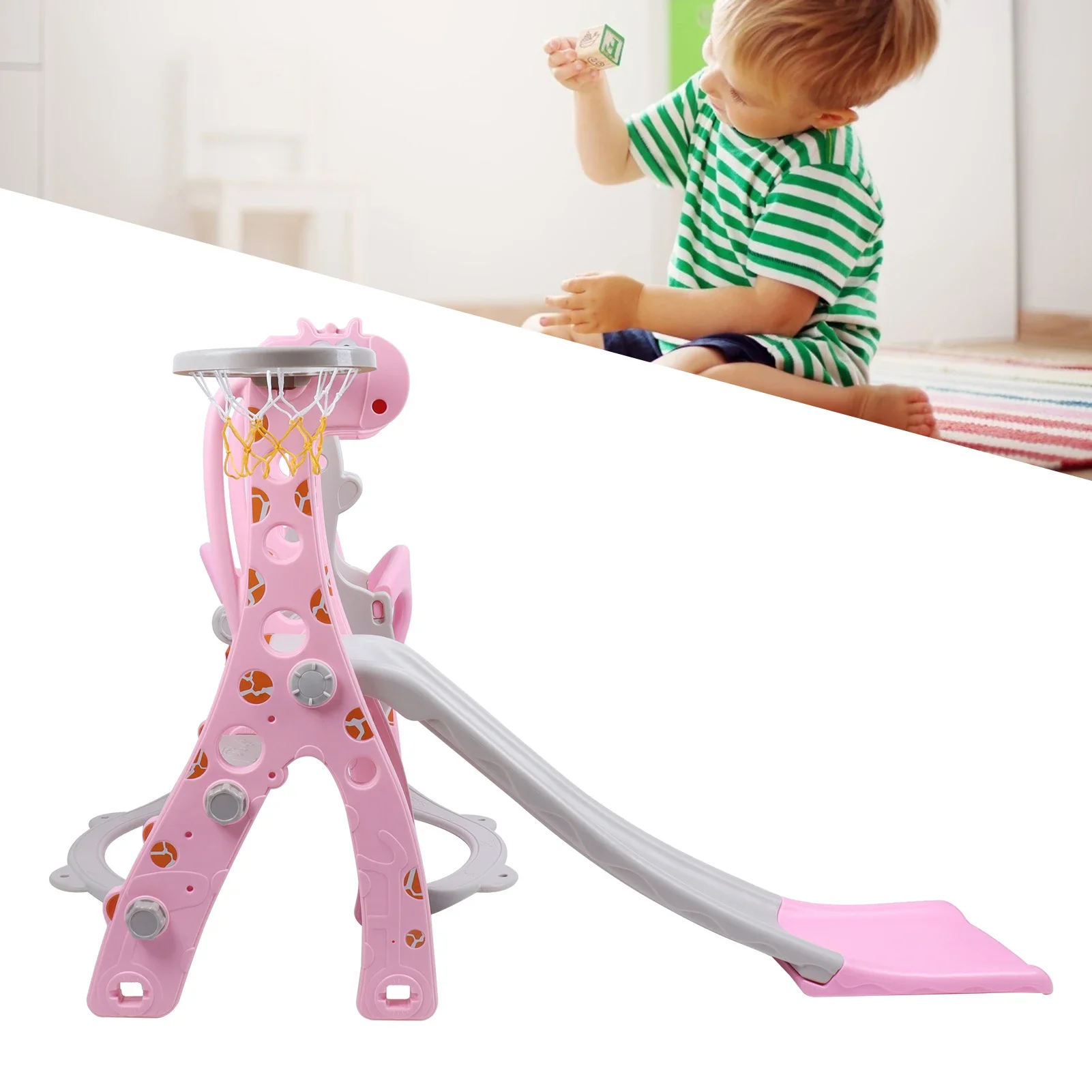 Kleinkind Kletterer Schaukel Set mit Basketballkorb Outdoor Indoor Kinder Spielen Rutsche Set