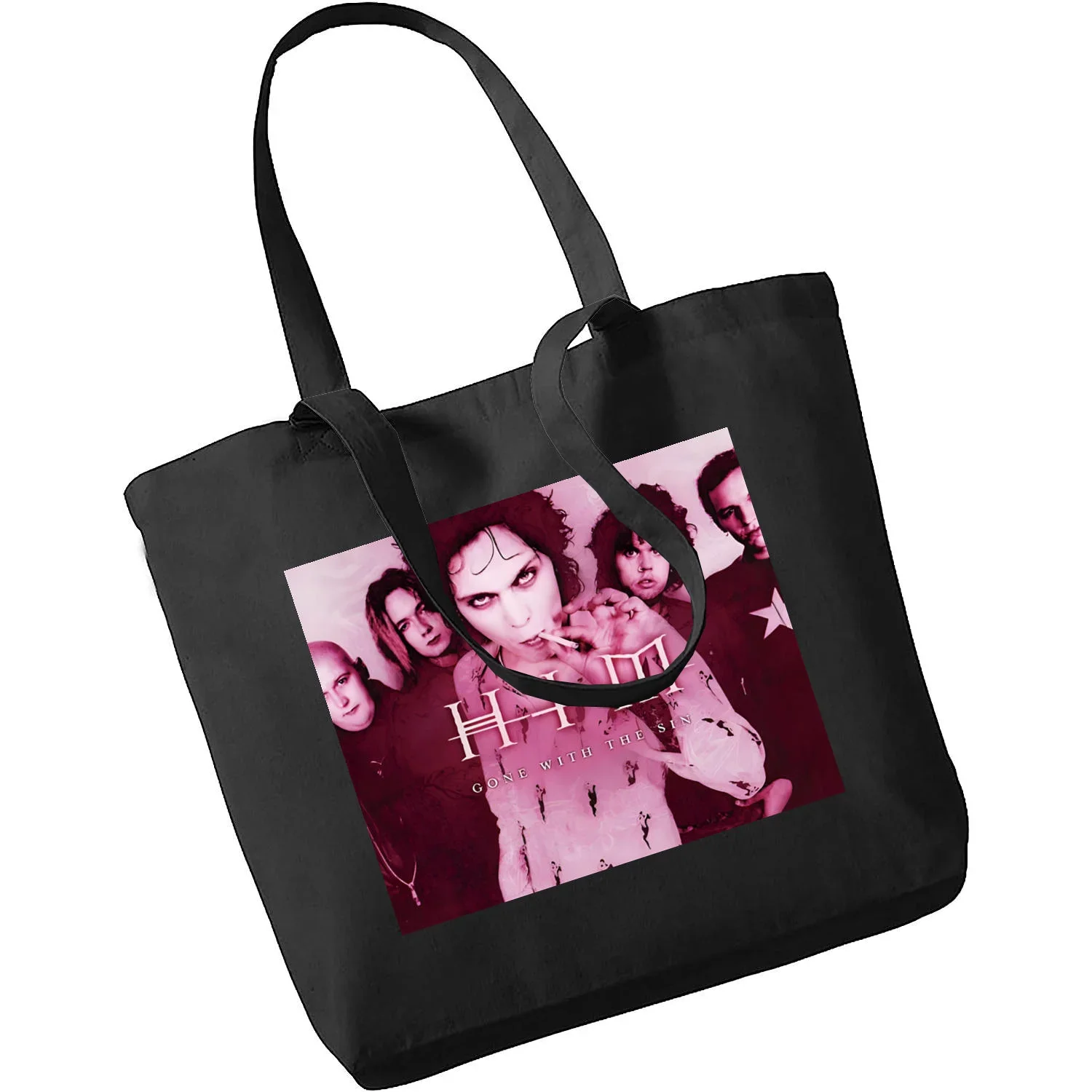 Him Ville Valo Women Hand Bag with Free Shipping Low Price Black Canvas Canvas Tote Ladies