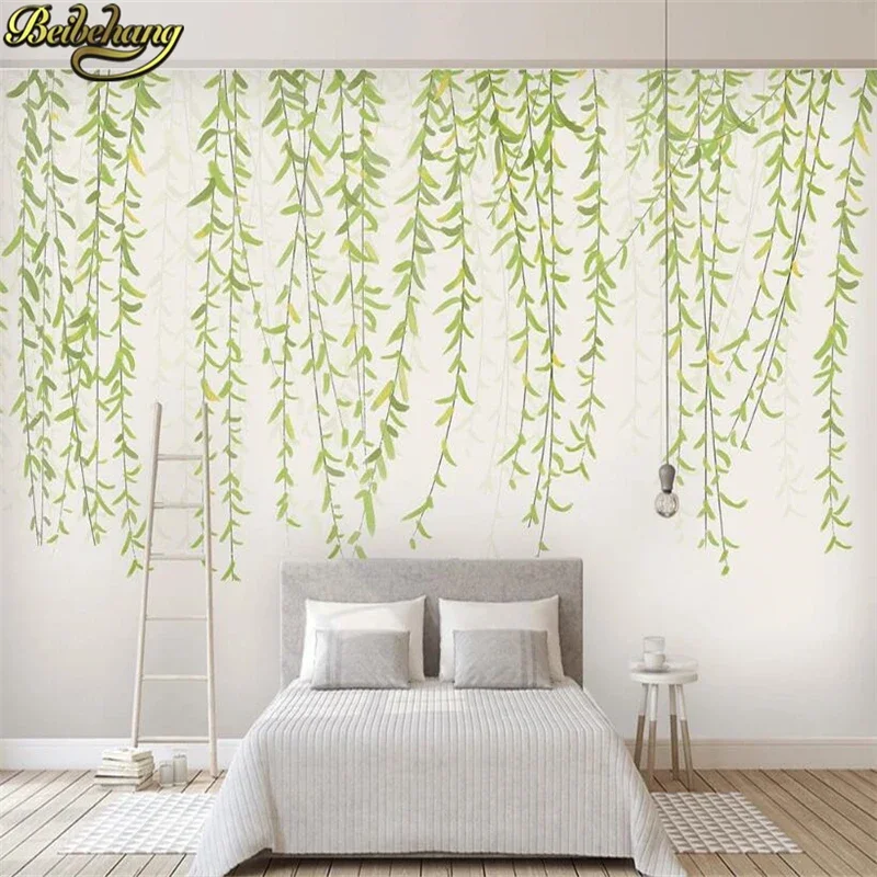 Custom Photo Wallpaper Modern Green Leaves Watercolor Mural Wall Paper Living Room TV Bedroom murals Fresco Home Decor Stickers