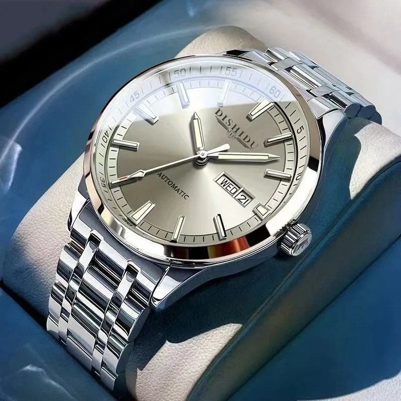Simple business men's watch waterproof luminous temperament double calendar luxury steel band men's watch