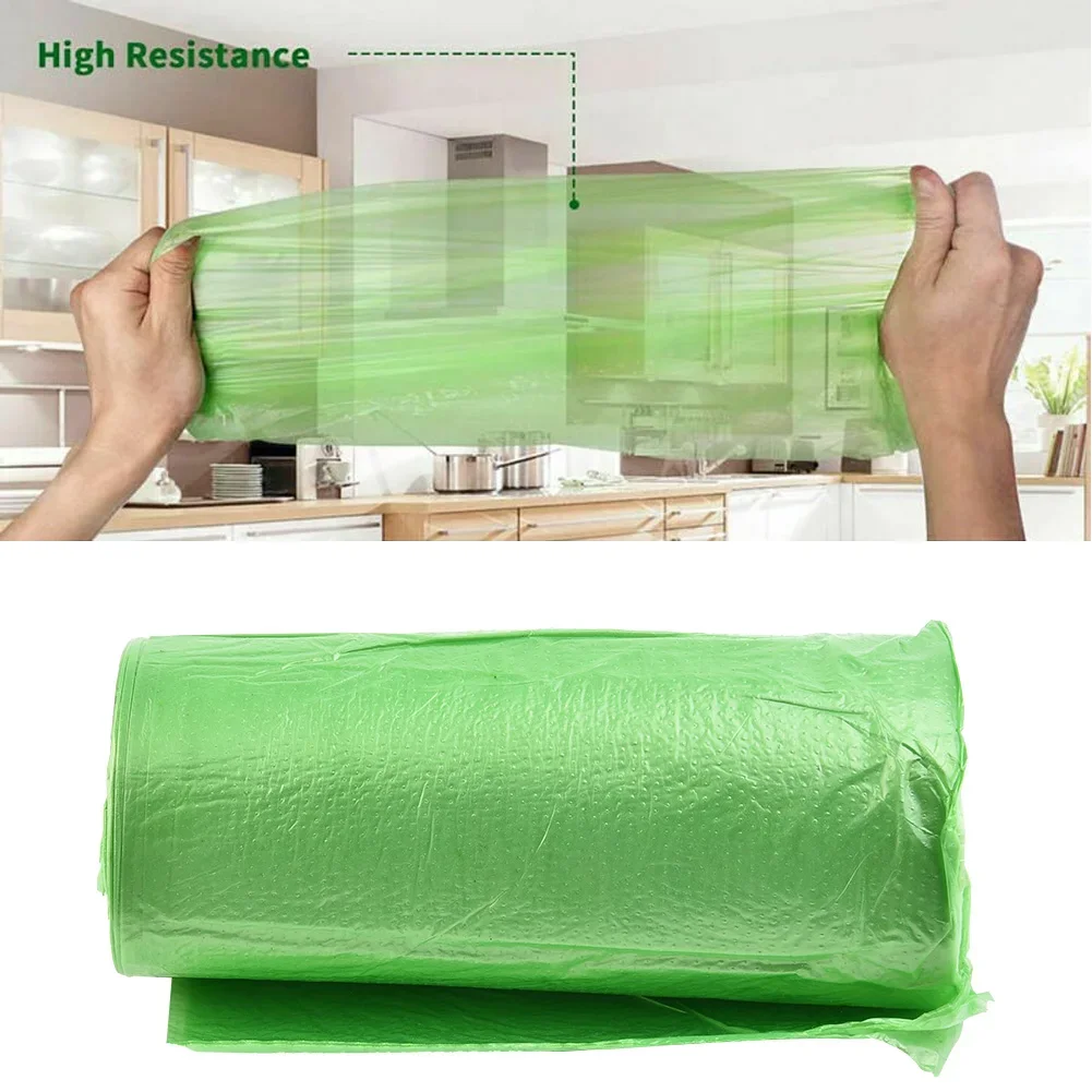 1 Roll 30Pcs Biodegradable Bags Portable Camping Festival Toilet Home Clean Composting Plastic Trash Bag Green 45x55cm