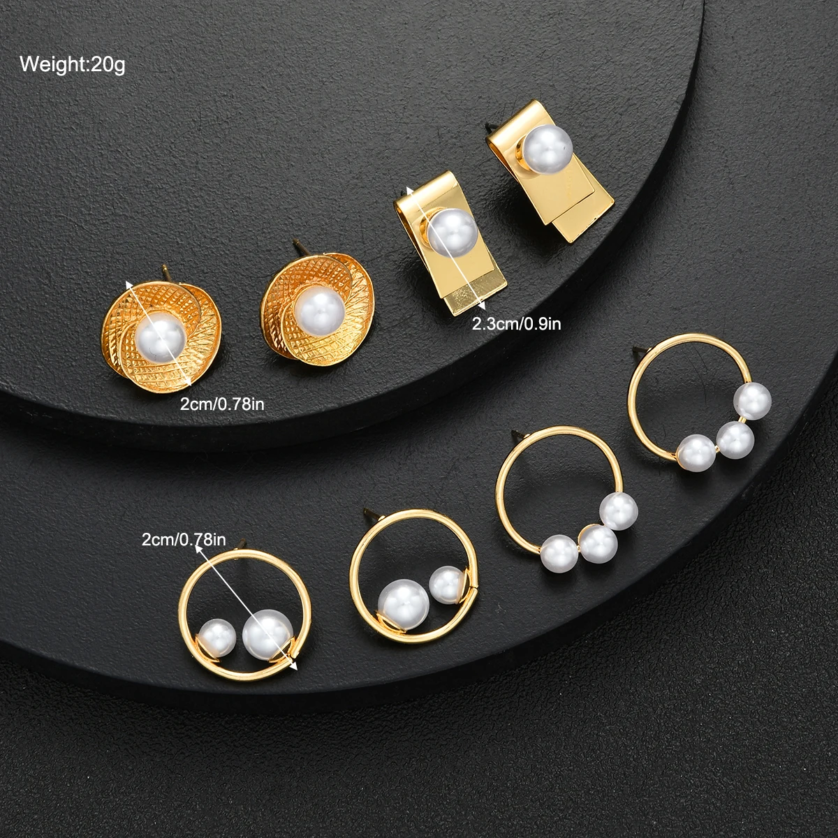 طقم أقراط معدنية هندسية مكونة من 8 قطع للنساء على الطراز الفرنسي أقراط هندسية بسيطة باللون الذهبي مجوهرات أنيقة #6