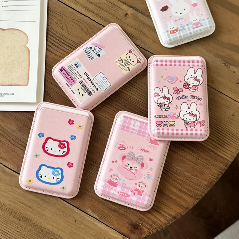 

Кожаный магнитный чехол-кошелек с рисунком Magsafe для iPhone 17, 16, 15, 14, 13, 12, Pro Max для Samsung S24 S23 S25, Ultra, сумка для карт телефона