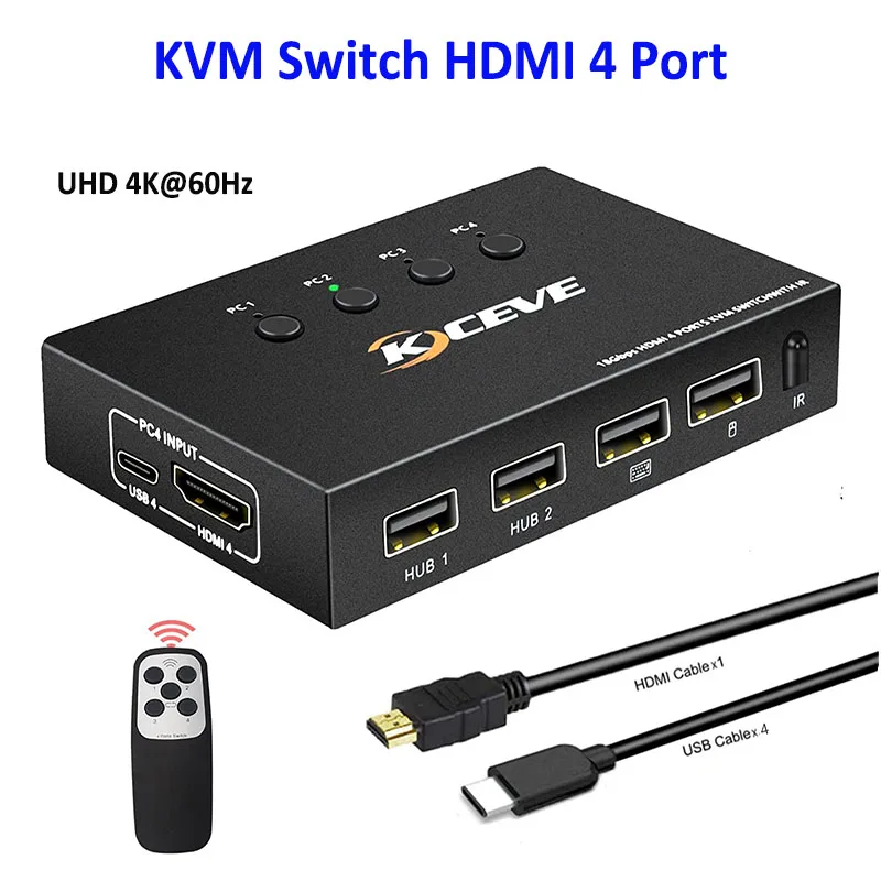 uhd kvm usb e hdmi switch para computadores portas 4k 60hz compartilhar teclado mouse impressora monitor hd 01