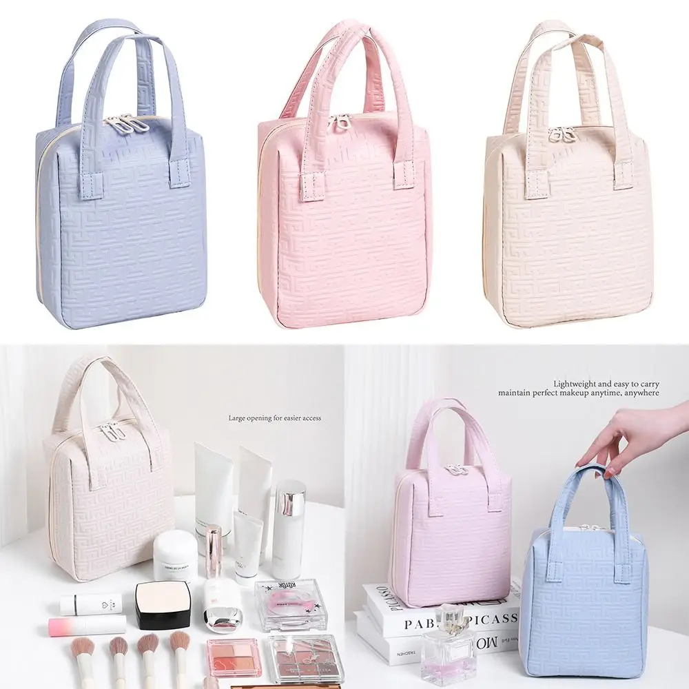 New Multi-function PU Leather Cosmetic Bag Large Capacity with Handle Storage Bags Waterproof Makeup Organizers Travel