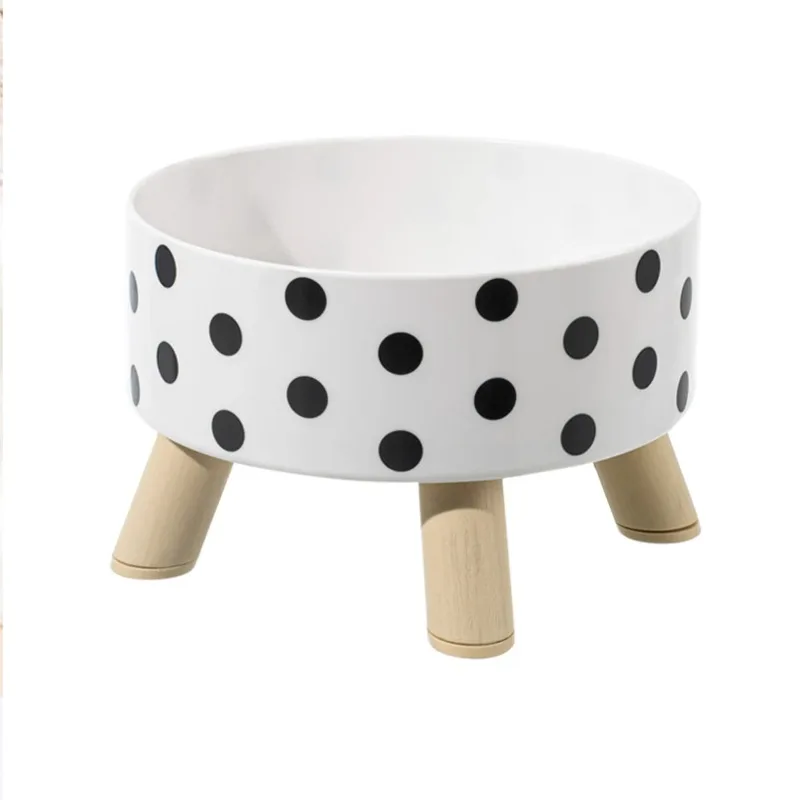 

Pet cat and dog plastic bowl with polka dot checkerboard pattern, non-slip and easy to clean