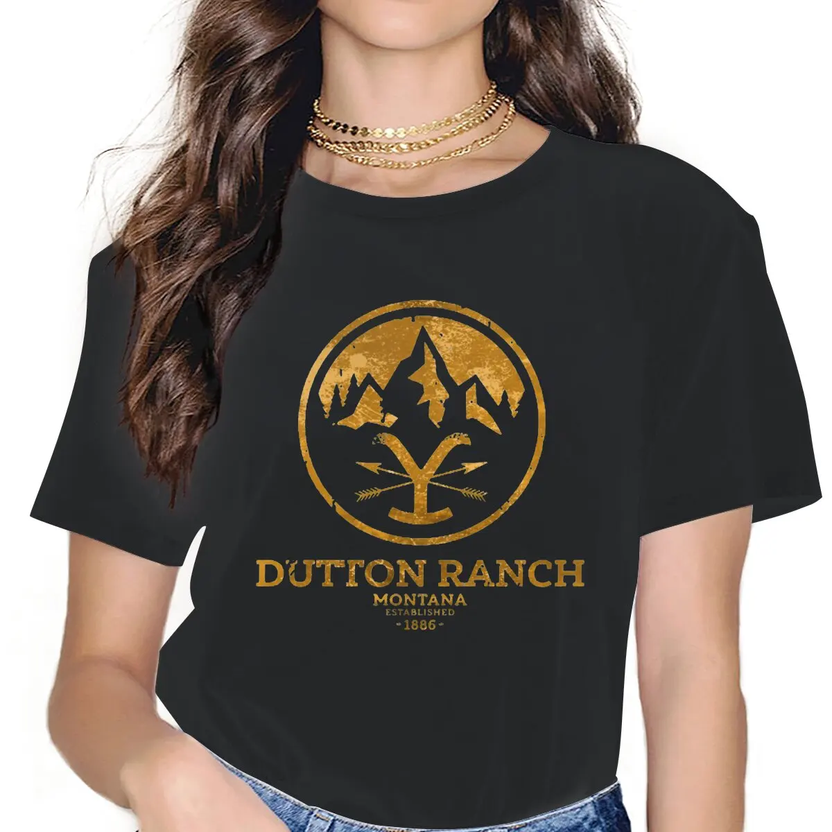 Ranch Women Clothing Yellowstone Dutton Ranch Graphic Female Tshirts Vintage Alternative Loose Tops Tee Kawaii Girls Streetwear