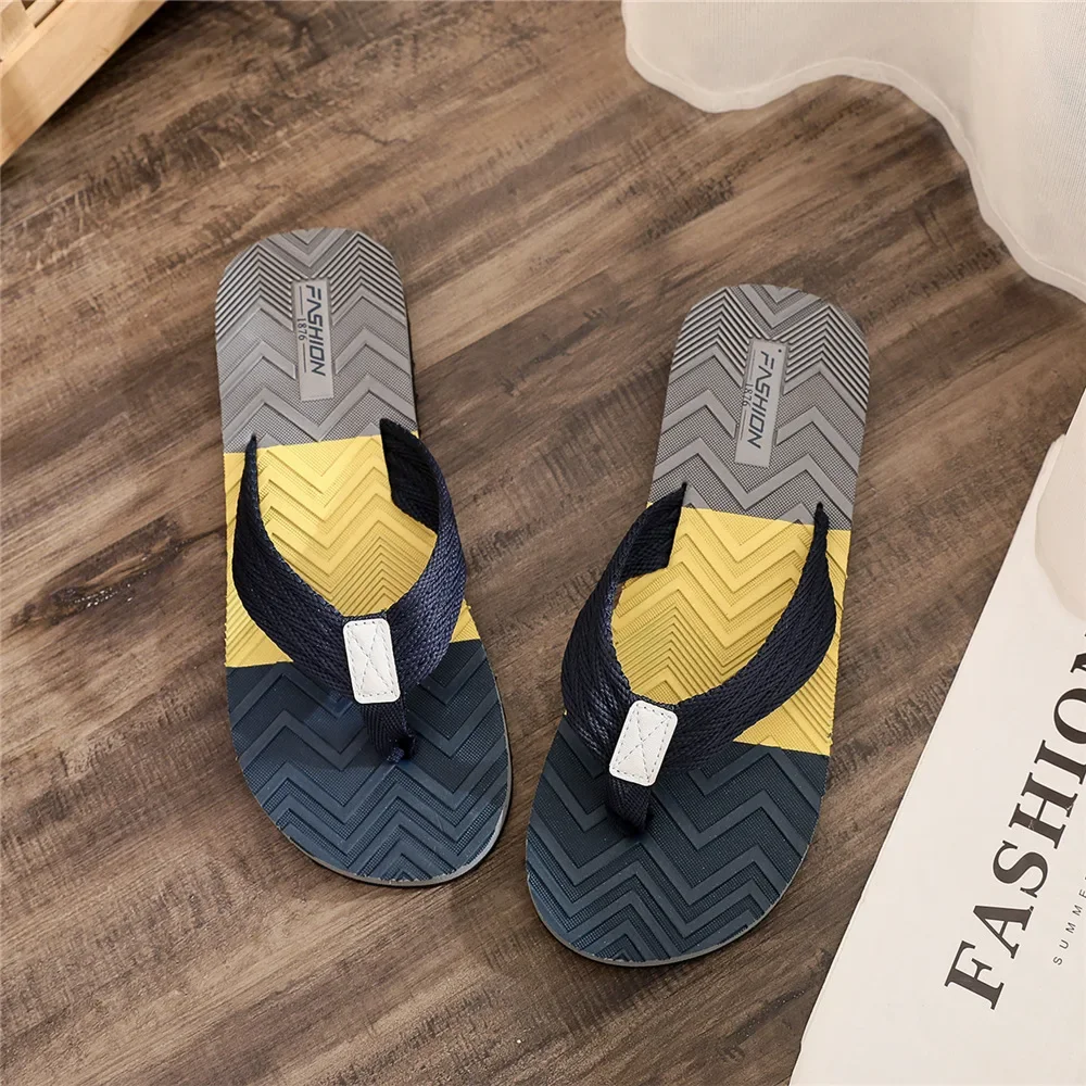 صنادل شاطئ فليب فلوب للرجال من Fashion Trend - شبشب مسطح كاجوال غير قابل للانزلاق من مادة EVA SOLE، سريع الجفاف للاستخدام الداخلي والخارجي