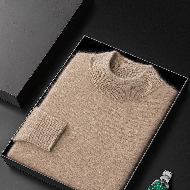 

Кашемировый свитер, мужской однотонный пуловер с высоким воротником, модный новый вязаный подшерсток, осенне-зимний с длинным рукавом