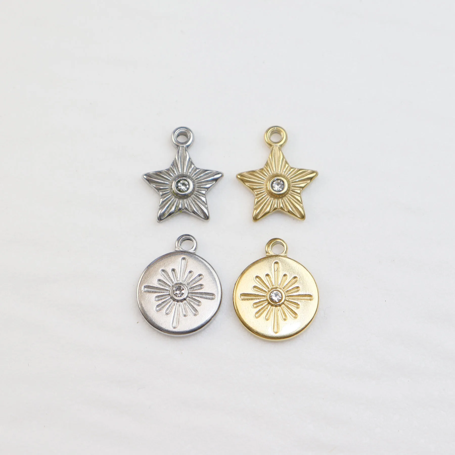 5 قطع صب الفولاذ المقاوم للصدأ ستار عملة مجوهرات مكون سحر قلادة DIY اليدوية قلادة أقراط أساور لوحة PVD #4