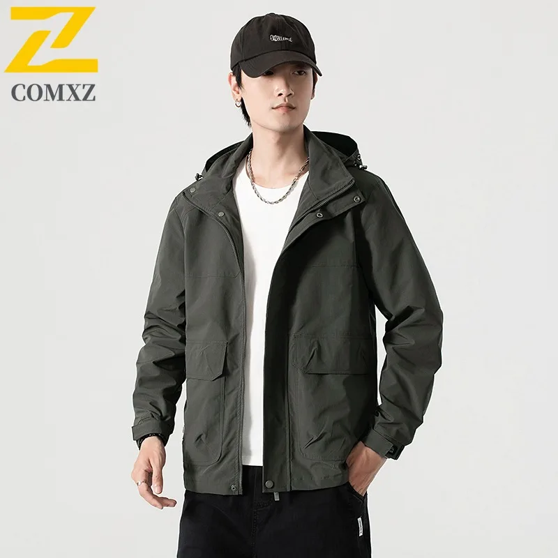 

​ Мужская повседневная рабочая одежда, куртка, осень-зима, ветровка с капюшоном в горном стиле, водонепроницаемая, ветрозащитная, теплая, для активного отдыха ​ Пальто