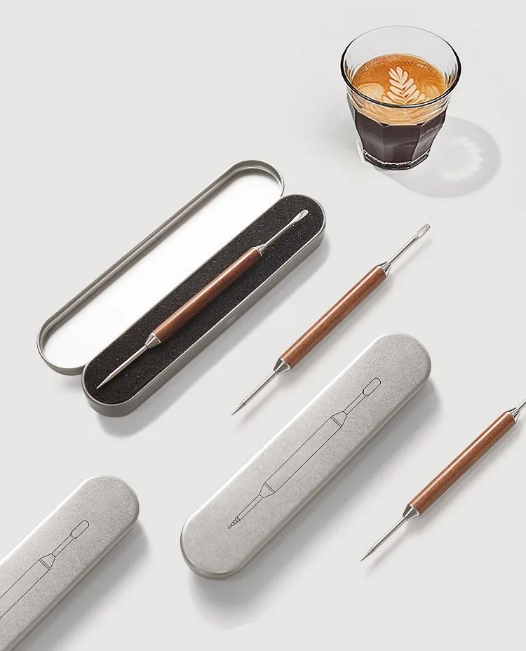 Stainless Steel Coffee, Fancy Stitch Real Wood The Needle Art Coffee Latte Sspent Tool Accessories