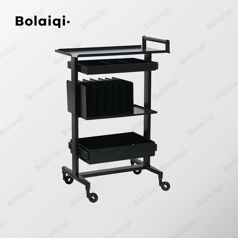 BOLAIQI Modern Stainless Steel Hair Salon Trolley Hairdressing Coloring Working Trolley Hair Dye Storage Rack for Workshop
