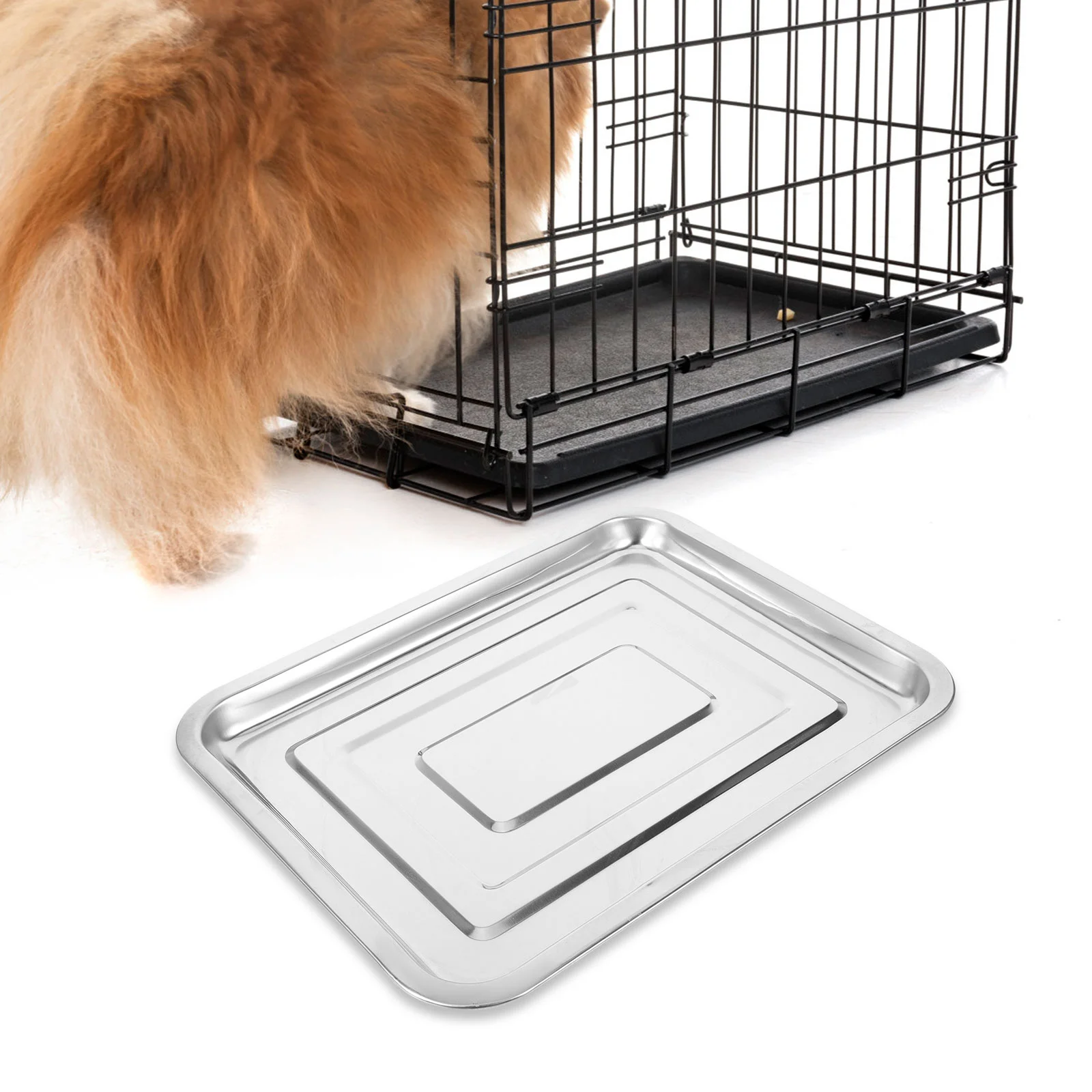 Dog Cage Tray Stainless Steel Rabbit Parakeet Toilet Pan Crate Bottom Replacement