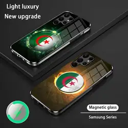 Algeria Flag Phone Case S24 Ultra Cases Celulares For Samsung S24 S23 S22 S21 S20 Plus Ultra Note20 Glass Magnetic Phone Case