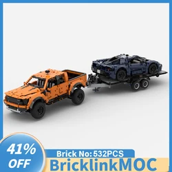 NEW 532pcs MOC F-150 Raptor Pickups Car Trailer tractor Model DIY creative Children Toy birthdayGift technology Blocks MOC-42126