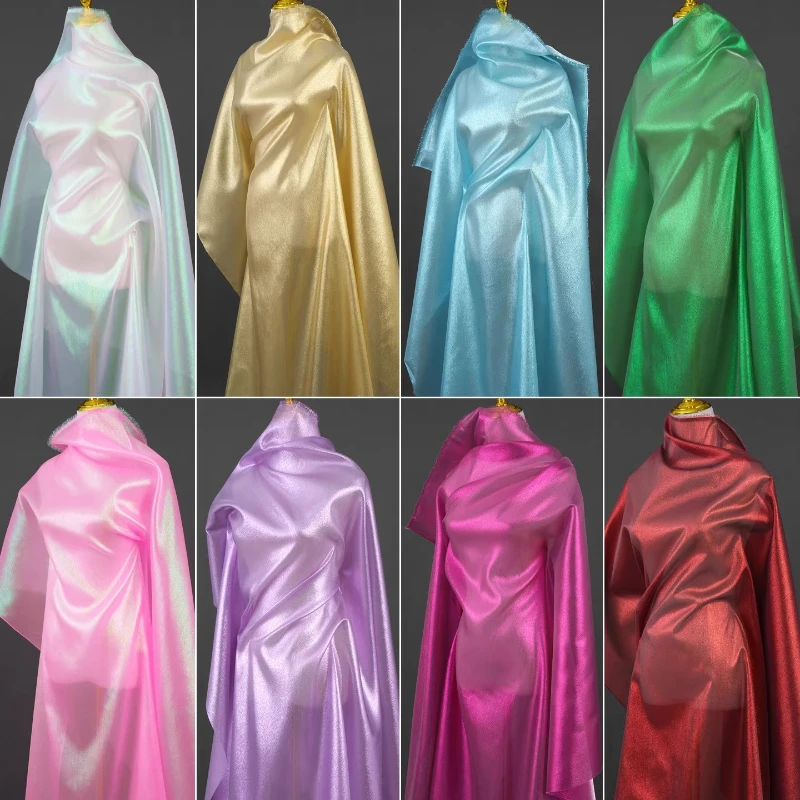 1 متر بريق الغزل رأس التنين بريق النسيج قزحي الألوان تألق غير تمتد فستان الزفاف خلفية مرحلة الأداء زي النسيج
