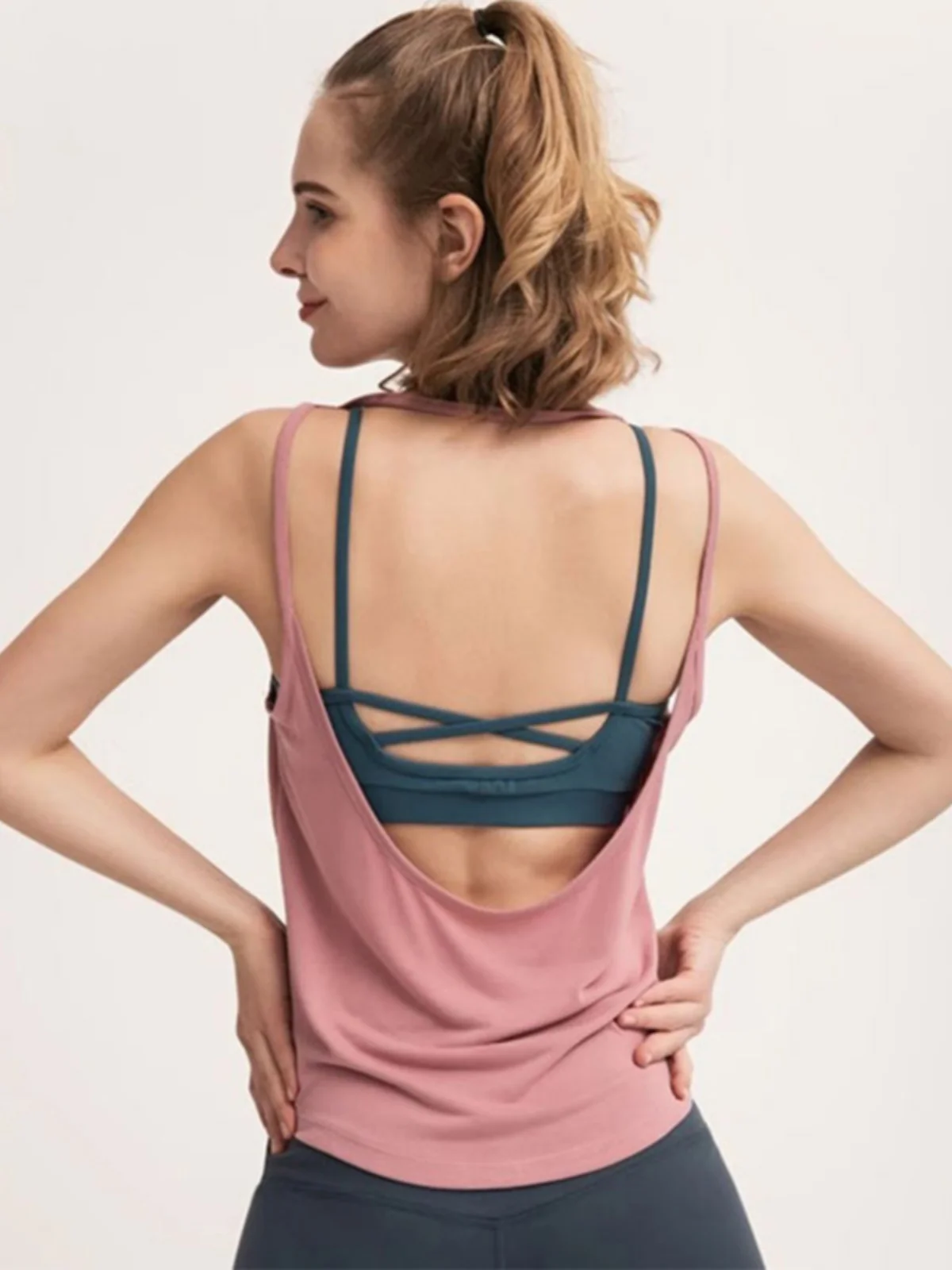 Bal haut court femmes été en plein air Sexy Ba Fitn sport ample couche de Base vêtements de travail XZKDFDD2323 trajet Sle couleur