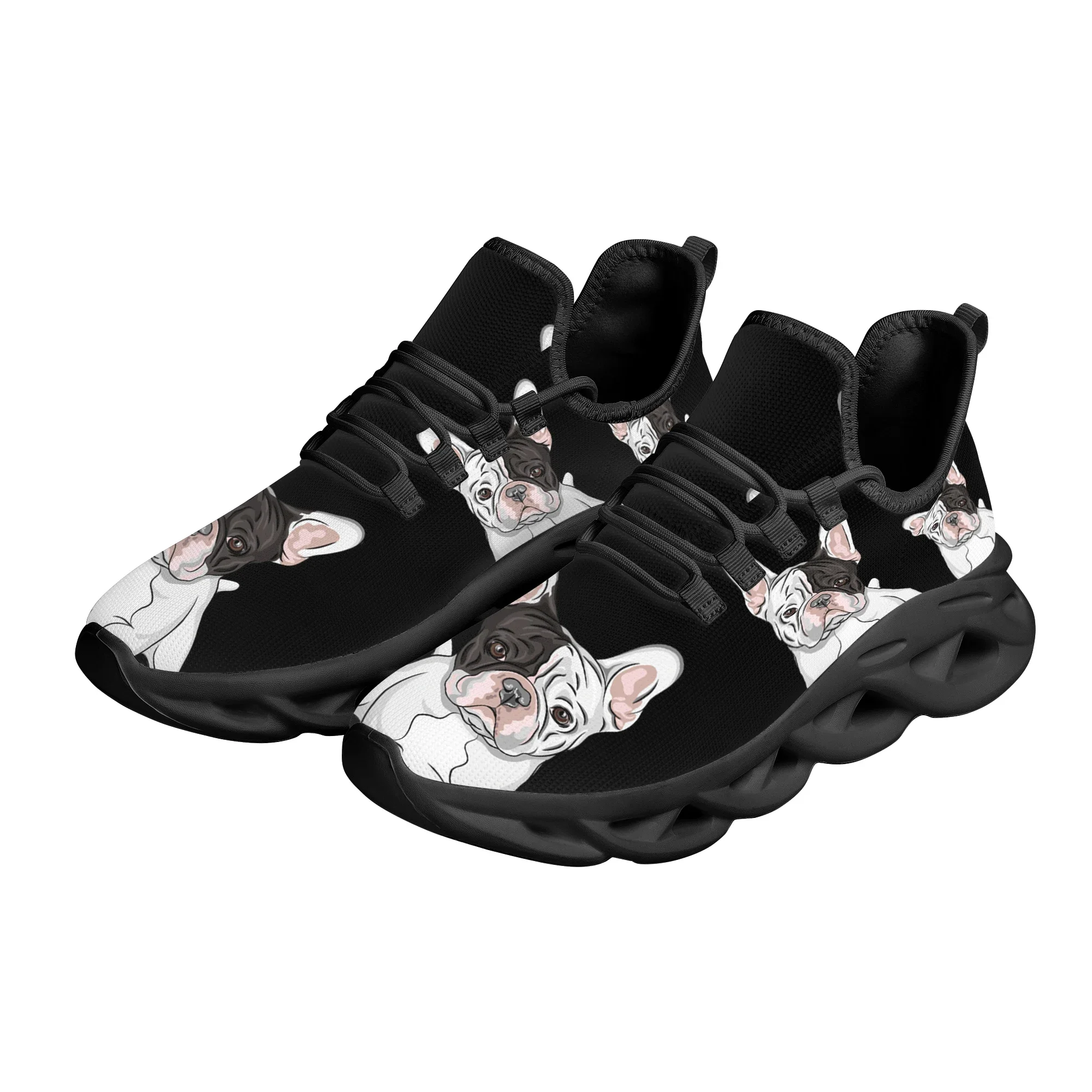French Bull Terrier Platform Sneakers Black Knitted Casual Shoes For Female Bulldog Designer Blade Shoes Zapatos Hot