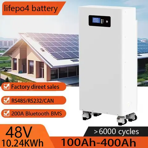 LiFePO4 48V 200Ah Battery 10kWh 51.2V 400Ah 300Ah 100Ah Lithium Battery Powerwall 6000+ Cycle CAN RS485   Home Energy Solar