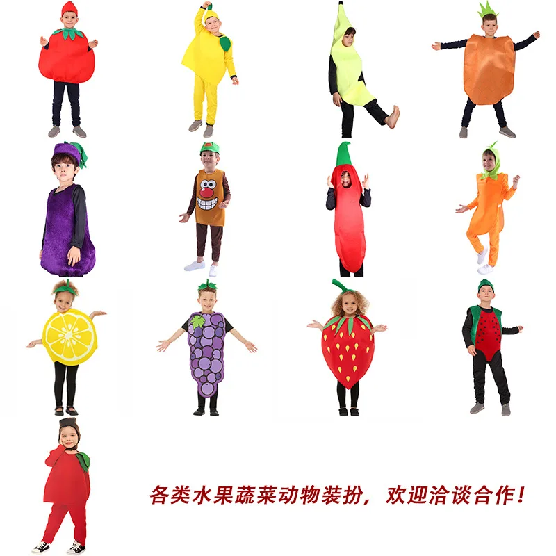 Zawaland Children Cosplay Fruit Grape Costumes Boys Girls Tomato Lemon Funny Stage Outfits Halloween Party Carnival Dress Up