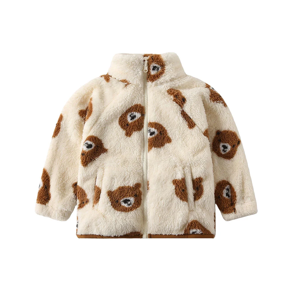 2-7T New Arrival All Printed Fleece Boys Girls Outwear Zipper Jackets Coats Toddler Coats Clothing