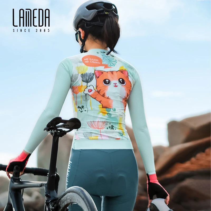 LAMEDA-mangas compridas ciclismo jersey para mulheres, topo de bicicleta, roupas MTB, camisola de estrada, primavera, verão, outono