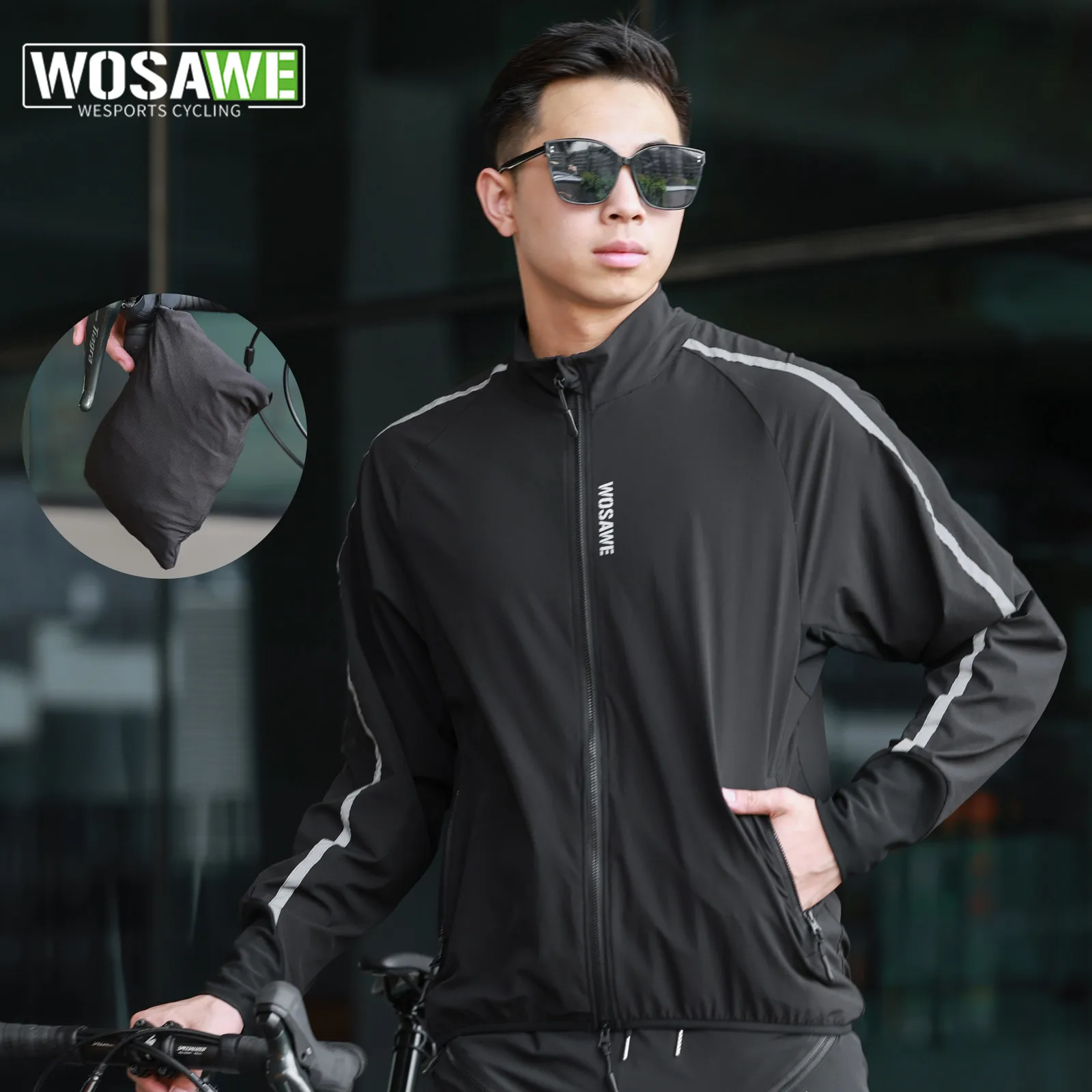 

WOSAWE Cycling Jacket Lightweight Windbreaker Waterproof Bicycle Jersey Long Sleeve MTB Road Bike Cycling Sunscreen Equipment