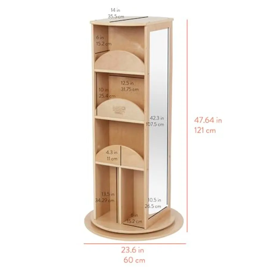 Rotating Dress-Up Storage, Shelves and Mirrors, Natural