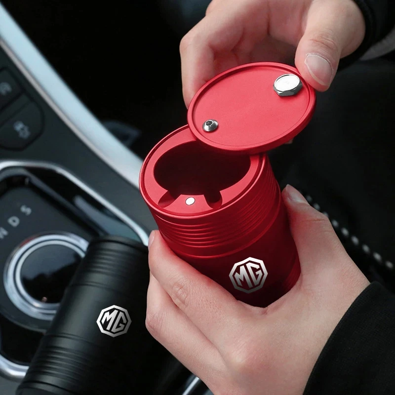 Car Ashtray Creative Oil Drum Ashtray Sealed Lid Ash Tray Aluminum Alloy For MG ZS MG4 EV MG HS MG3 MG5 EV Marvel R MG ONE MG6