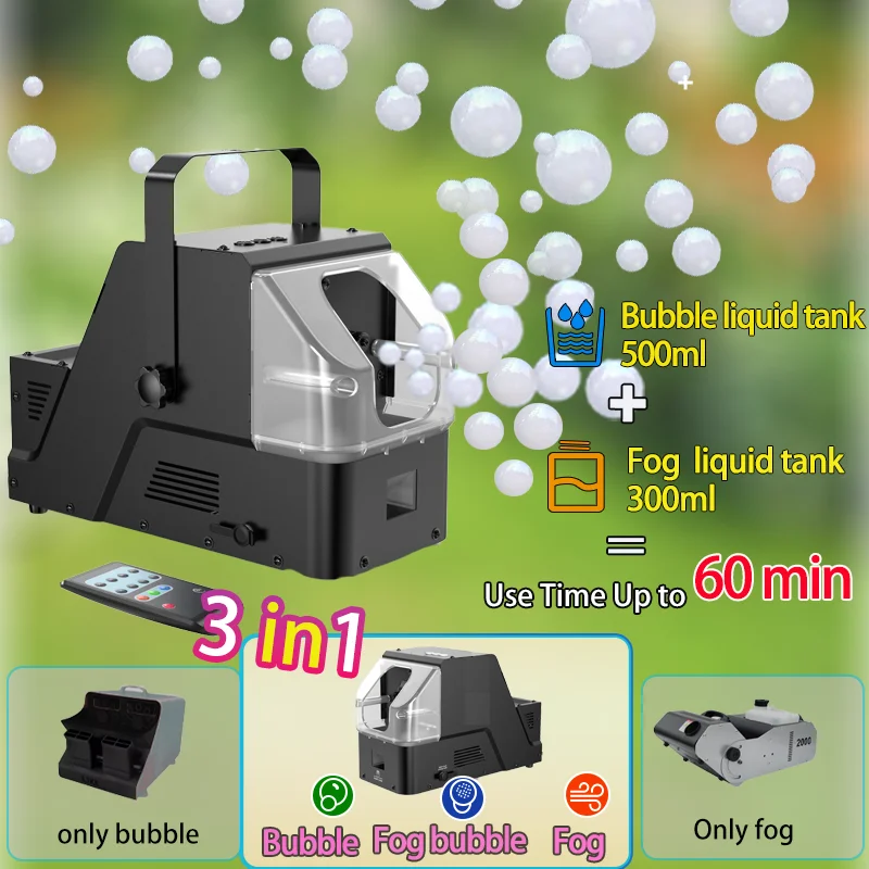 เครื่องทำฟองสบู่หมอก 3-in-1,เครื่องทำฟองควันพร้อมรีโมทคอนโทรลไร้สายสำหรับงานแต่งงานเวทีคริสต์มาสของขวัญวันฮาโลวีนของเล่น
