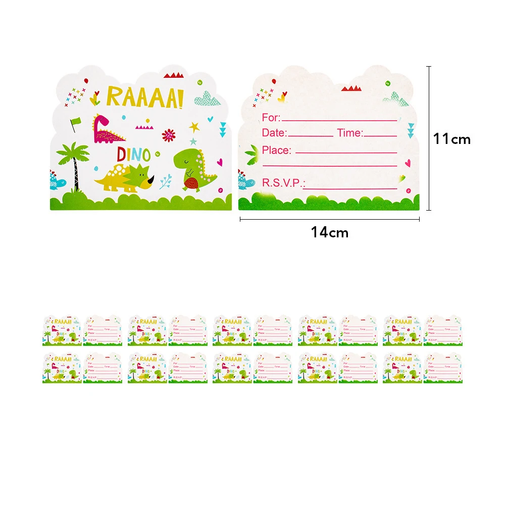 10pcs/pack Dinosaur Theme Baby Shower Party Invitation Cards Decoration Kids Boys Favors Birthday Party Events Supplies