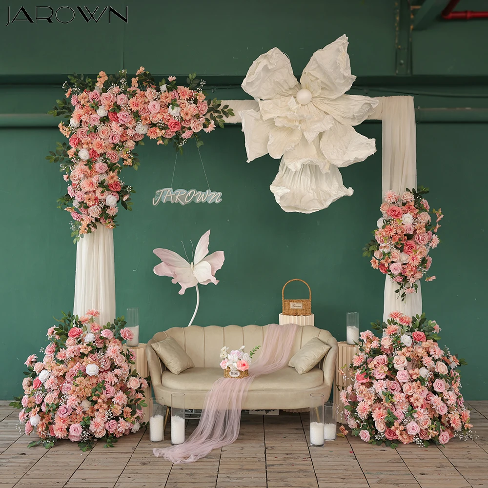 

Garden Decorations Pink Series Artificial Rose Baby's Breath Floral Floral Arrangements for Party Event Decor Wedding Props