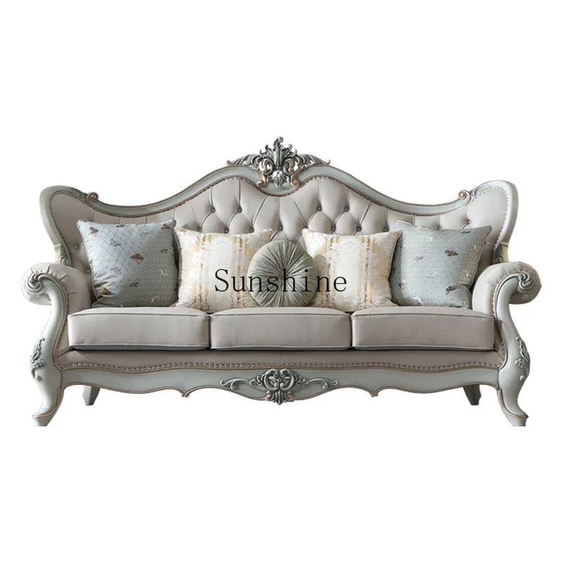 

Court French high-end first-layer cowhide leather European classical luxury sofa