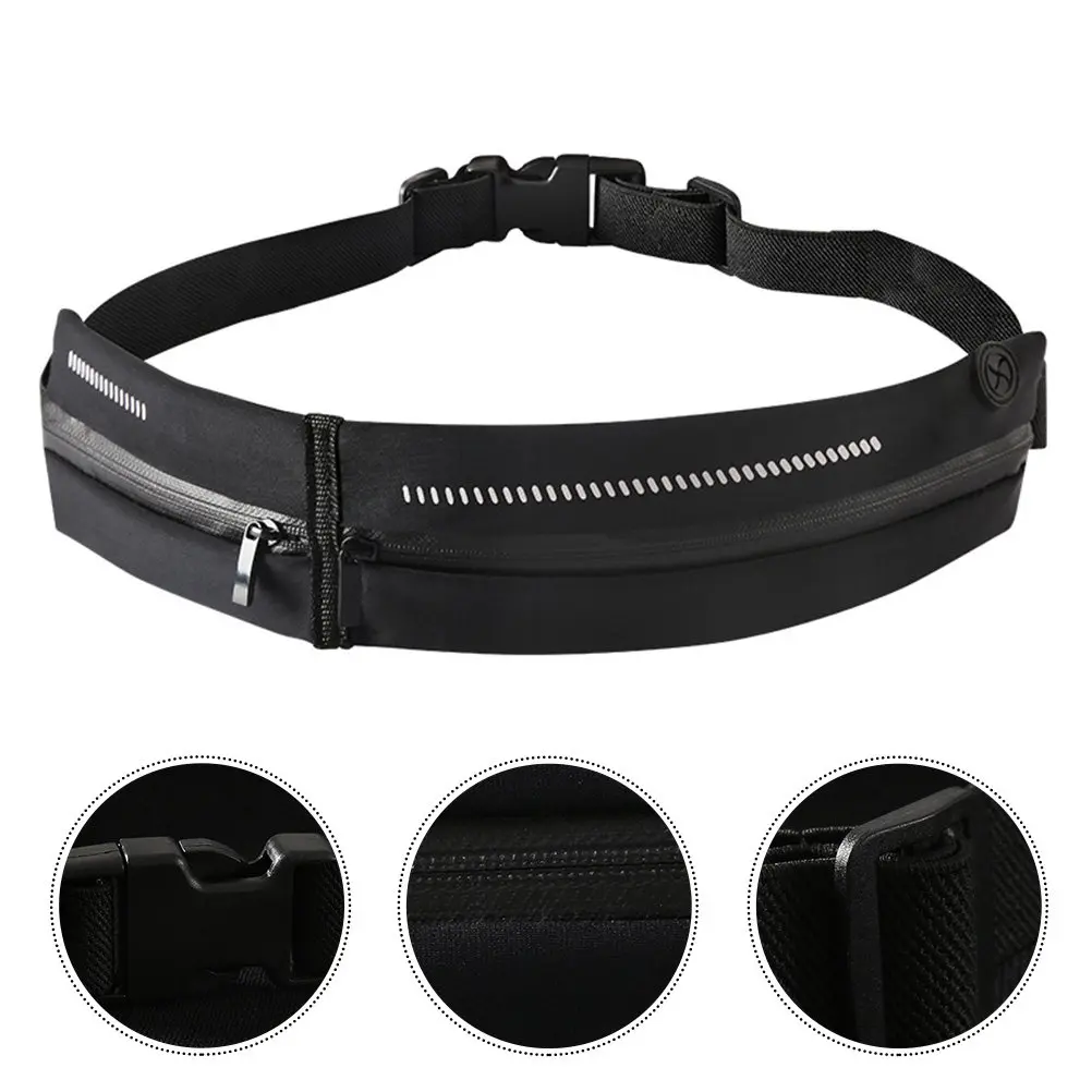 

1Pcs Waterproof Running Waist Bag Premium Nylon Dual Compartment Headphone Jack Outdoor Sports Fanny Pack Phone Storage Bag