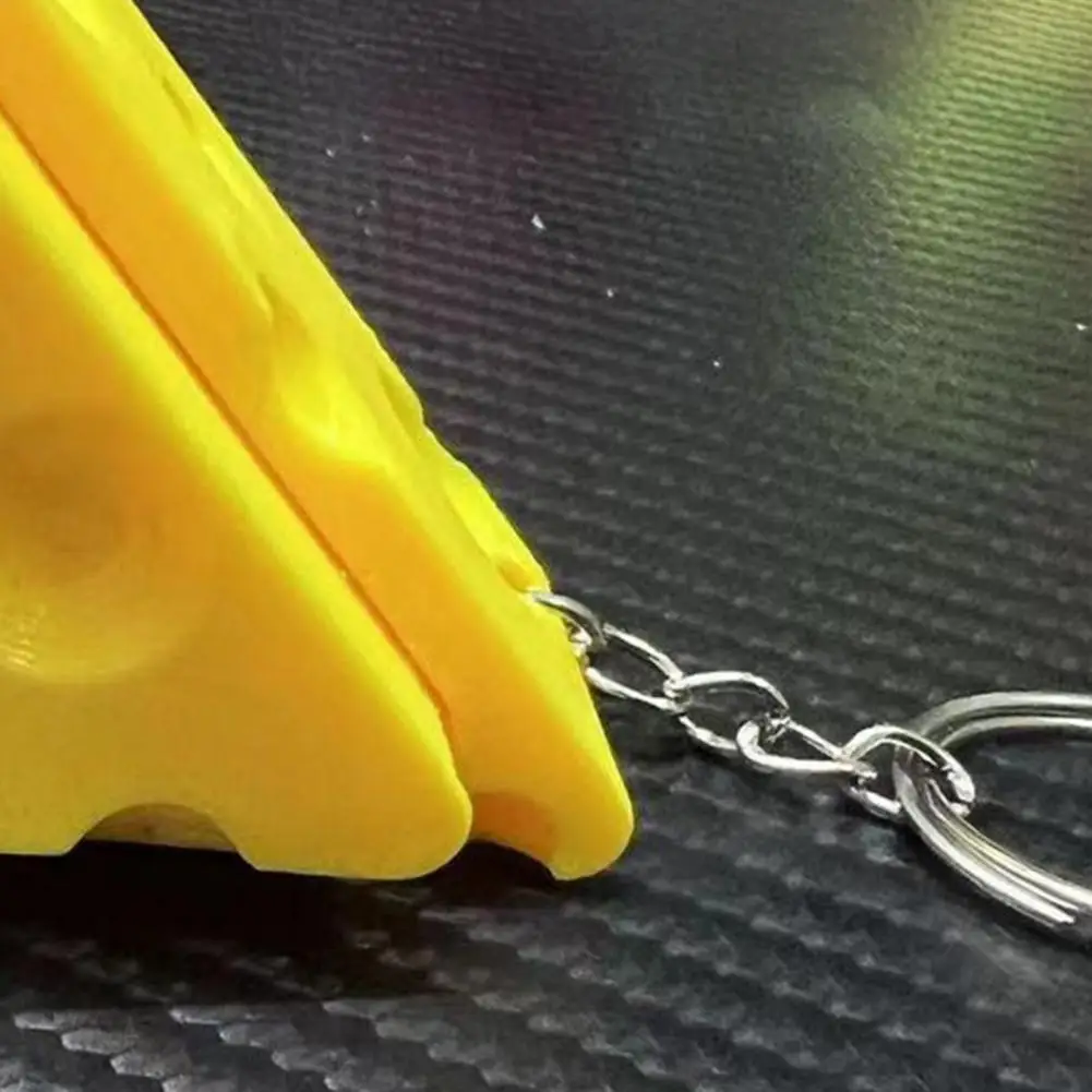 Stress Relief Keyring Accessory Keychain Fidget Toy Cheese Shape Keychain Pendant Mini Portable Button Rebound for Backpack