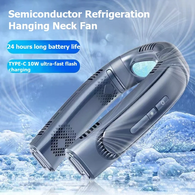 

Portable Air Conditioners Camping Neck Fan Rechargeable Mini Fan Air Cooler TYPE-C 10W Flash Charging Wireless Mute Electric