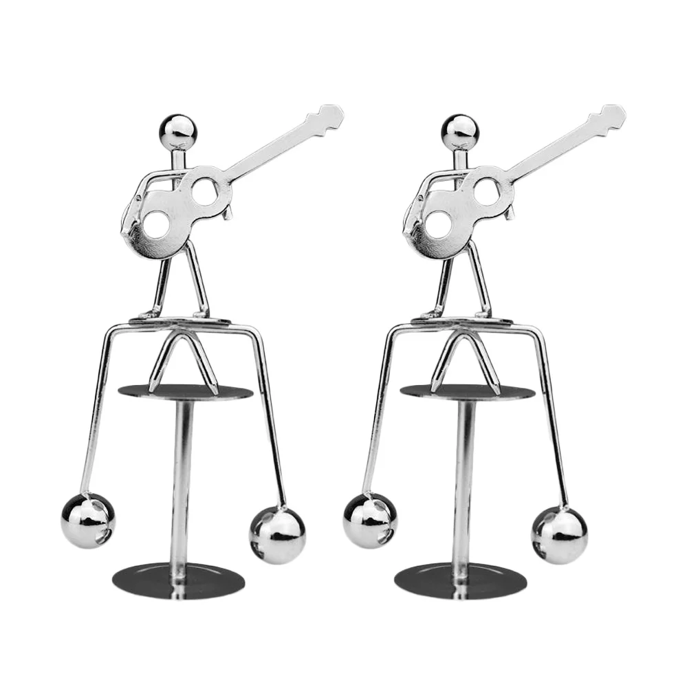 

2Pcs Balance Ball Ornament Guitar Man Statue Premium Metal Physics Desktop Decor Artistic Home Living Room Ornament