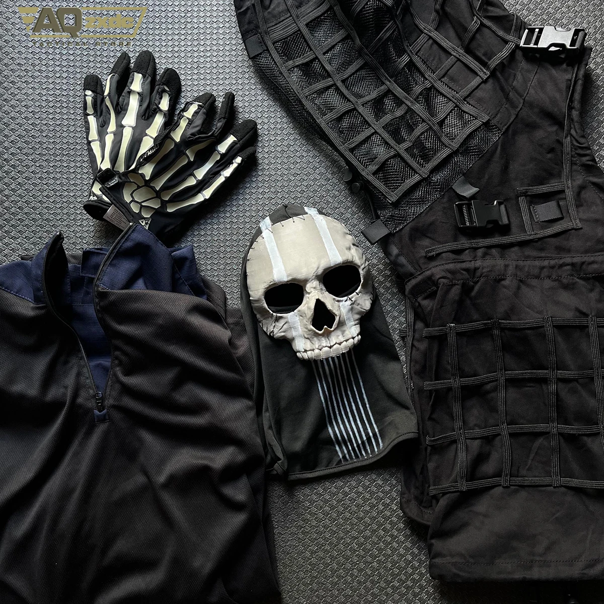 Airsoft Cod 19 Night Raid Ghost Cosplay Full Set of Equipment Ghost Tactical Mask & Vest & Hemlet Set for Halloween Cosplay