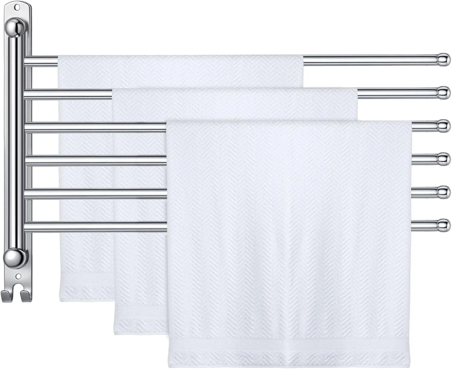 

20.4 Inch Swivel Towel Rack with 6 Arms, Stainless Steel Bathroom Hanger, Wall Mounted Space Saving Design