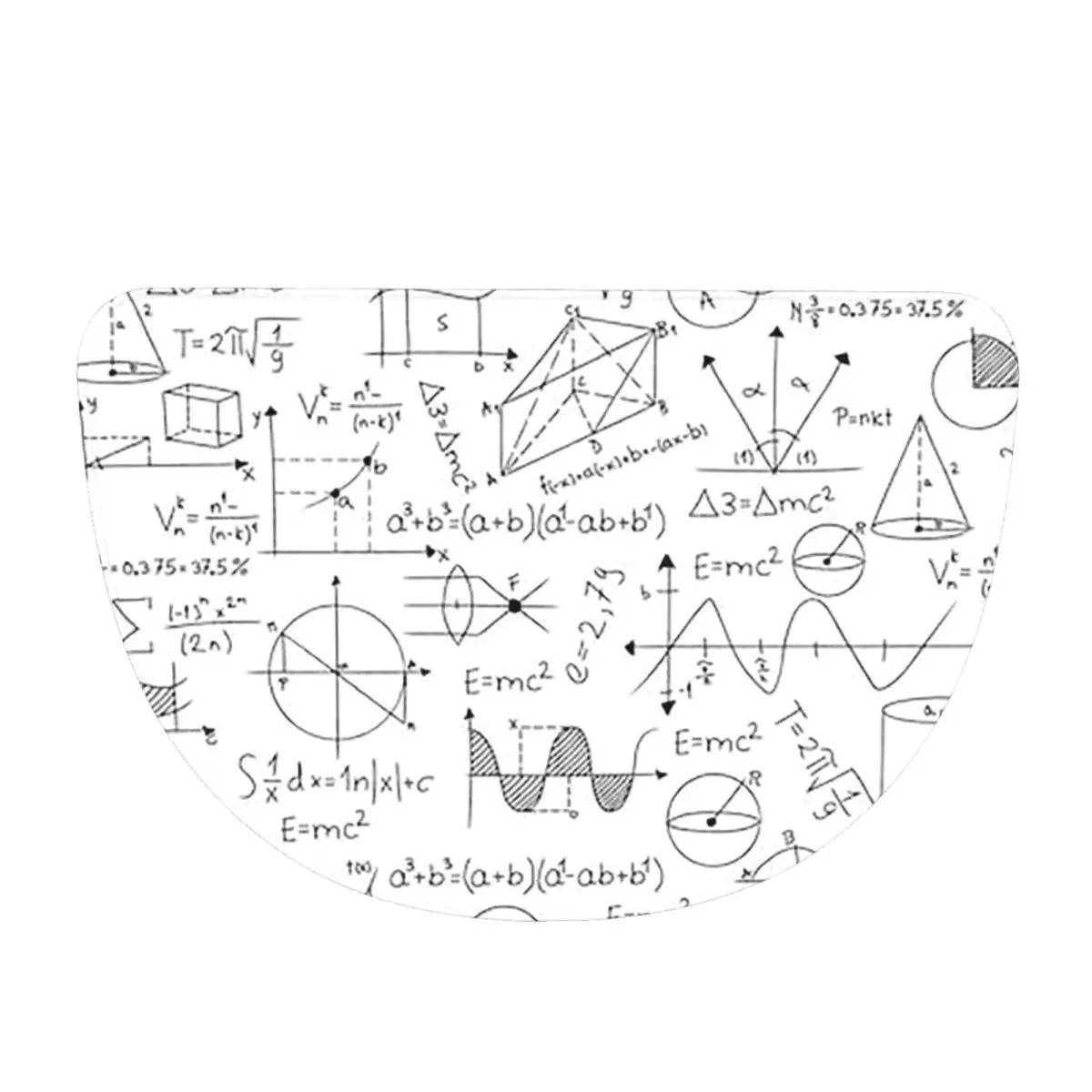 Mathematics Formulas Math Numbers Soft Flannel Half Round Doormat Non Slip Bathroom Mat Absorbent Floor Carpet for Laundry Room