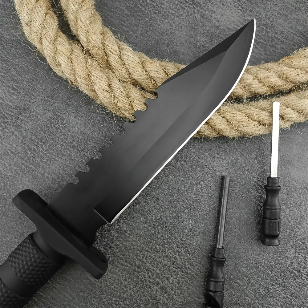 Quartermaster High Hardness Fixed Blade Knife Hunting Military Tactical Knife Combat Straight Knives Nylon Fiber Handle Tools