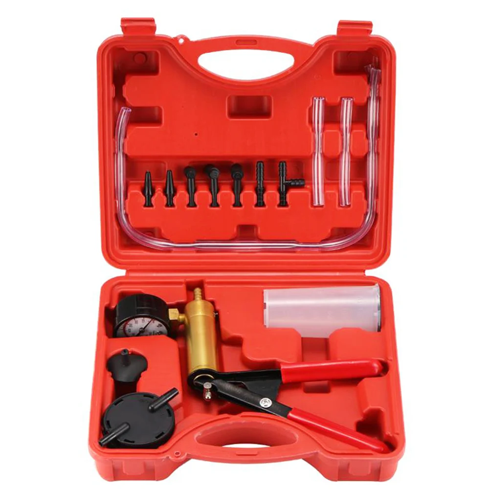 

2 in 1 Brake Bleeder Kit Hand held Vacuum Pump Test Set for Automotive with Protected Case,One-Man Brake Clutch Bleeding System